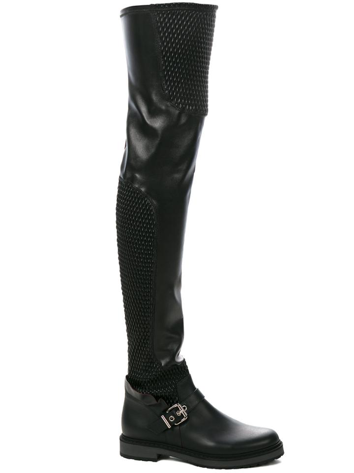 Fendi Smocked Thigh High Boots - Black