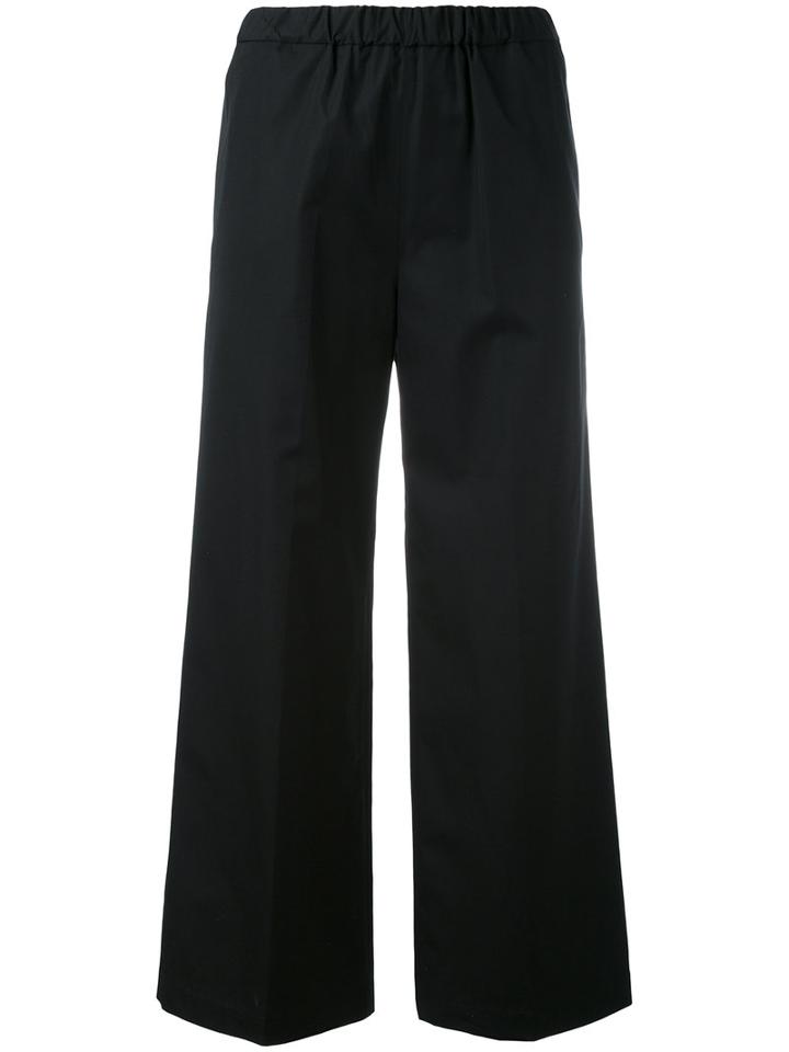 Aspesi - Cropped Flared Trousers - Women - Cotton - 42, Black, Cotton