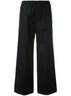 Aspesi - Cropped Flared Trousers - Women - Cotton - 42, Black, Cotton