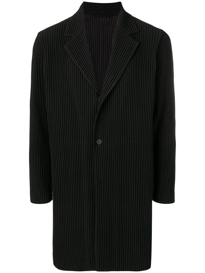 Homme Plissé Issey Miyake Single Breasted Blazer Coat - Black