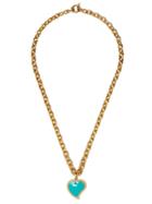 Nevernot 18kt Gold Diamond Heart Pendant Necklace - Turquoise