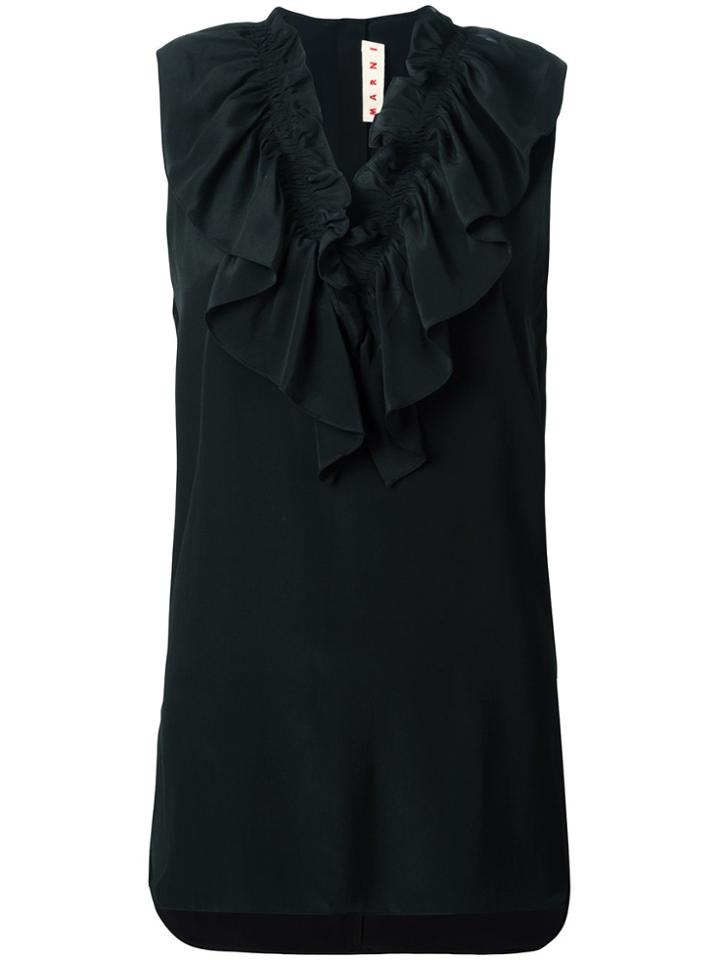 Marni Ruffle Neck Top - Black