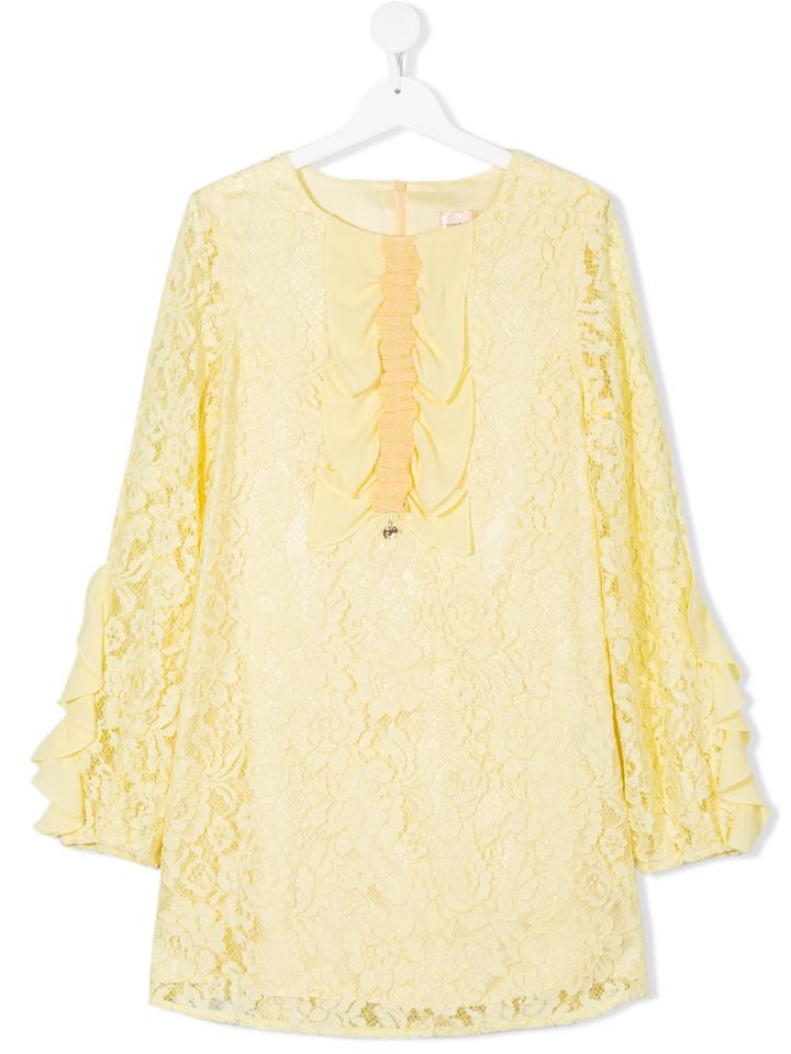 Elisabetta Franchi La Mia Bambina Lace Dress - Yellow & Orange