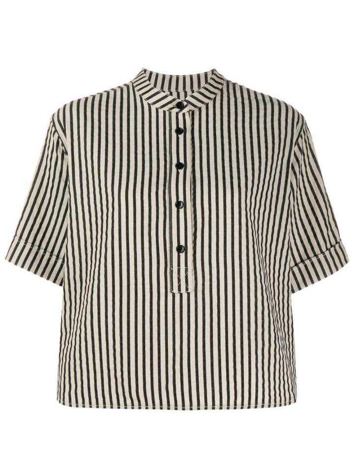 Ymc Striped Short-sleeve Shirt - Black