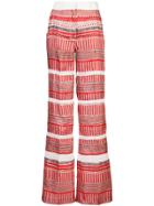 Derek Lam Wide Leg Printed Pant With Lace Insets - Red