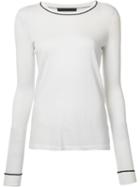 Jenni Kayne Contrast Neck Knitted T-shirt, Women's, Size: Xs, White, Viscose/cashmere