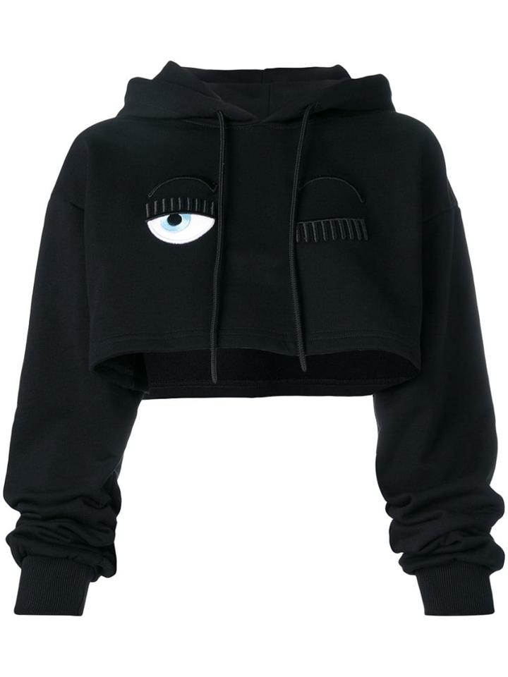 Chiara Ferragni Flirting Cropped Hoodie - Black