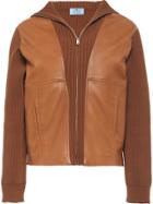 Prada Leather Insert Cardigan - Brown