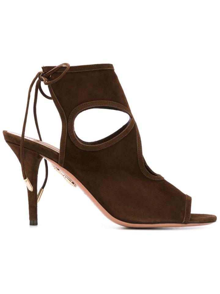 Aquazzura Sexy Thing Sandals, Women's, Size: 41, Brown, Leather/suede