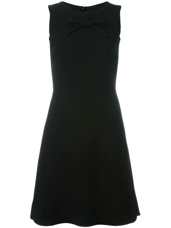 Boutique Moschino Front Bow Dress, Women's, Size: 44, Black, Polyester/acetate/virgin Wool