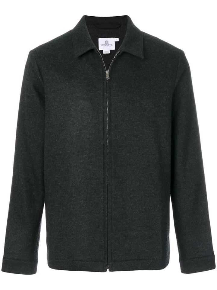 Sunspel Boiled Wool Harrington Jacket - Grey