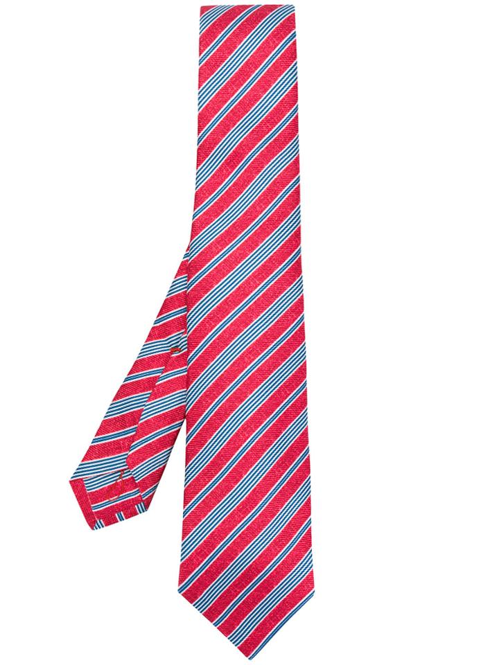 Kiton Classic Striped Tie - Red