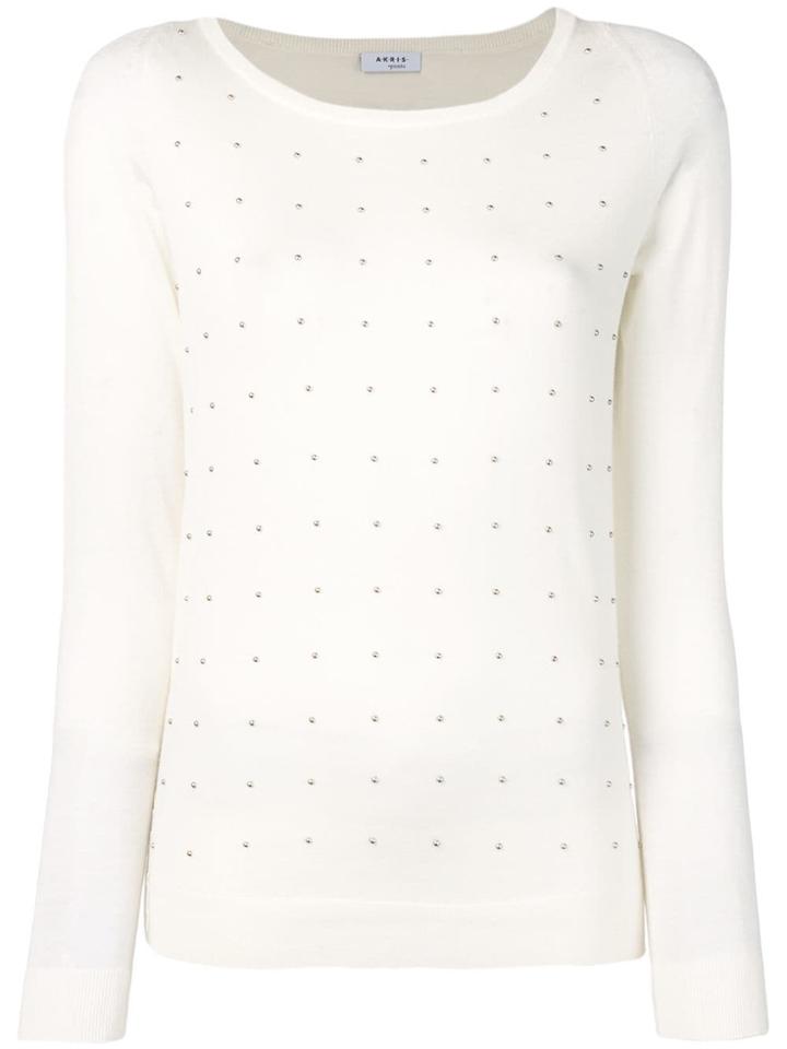 Akris Punto Bead Embellished Knitted Top - White