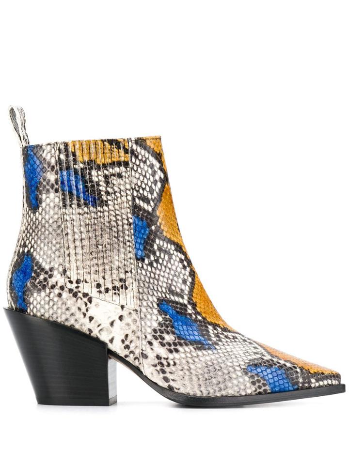 Aeyde Snakeskin Print Boots - Black