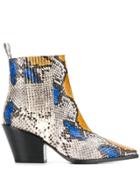 Aeyde Snakeskin Print Boots - Black