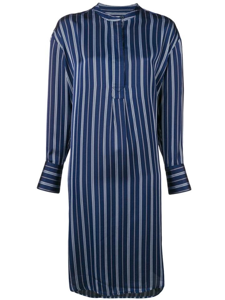 Ymc Striped Shirt Dress - Blue
