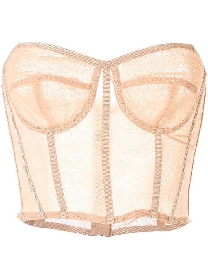 Dolce & Gabbana Sheer Corset-style Top - Neutrals