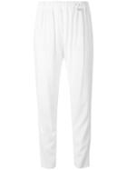 Fabiana Filippi - Drawstring Cropped Trousers - Women - Spandex/elastane/acetate/viscose - 46, White, Spandex/elastane/acetate/viscose