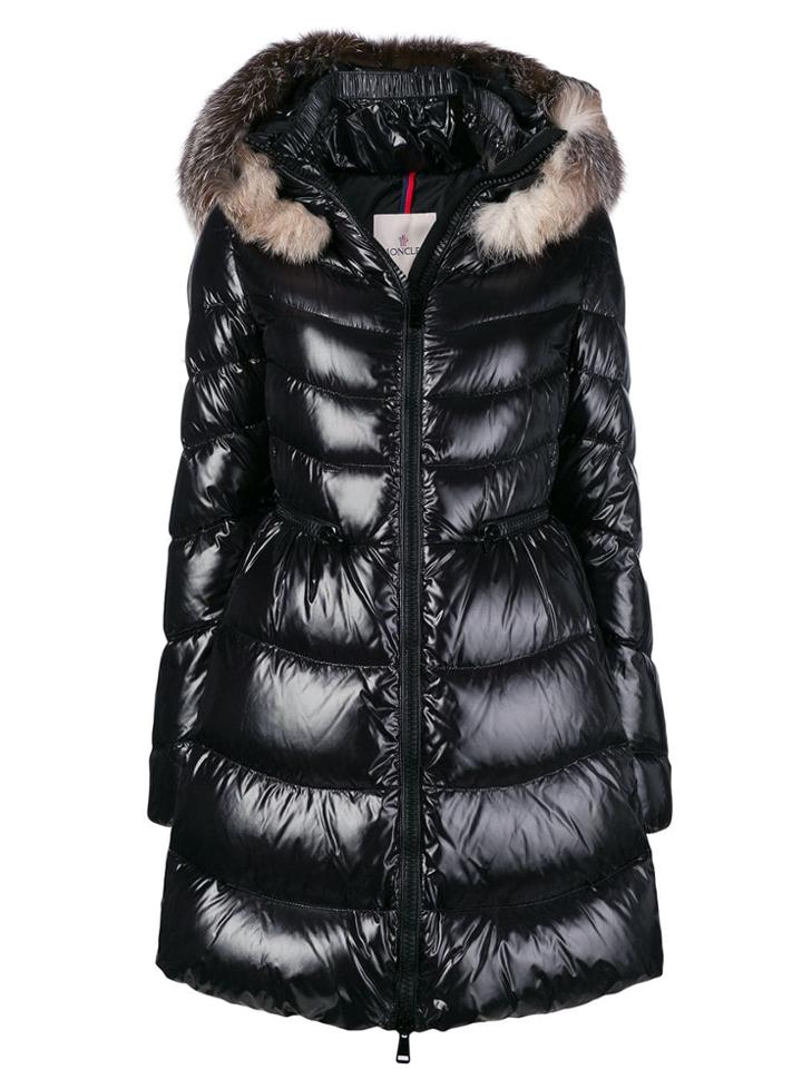 Moncler Fur-trimmed Quilted Parka - Black