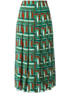 Gucci Bridal Strap Print Skirt, Size: 38, Green, Silk