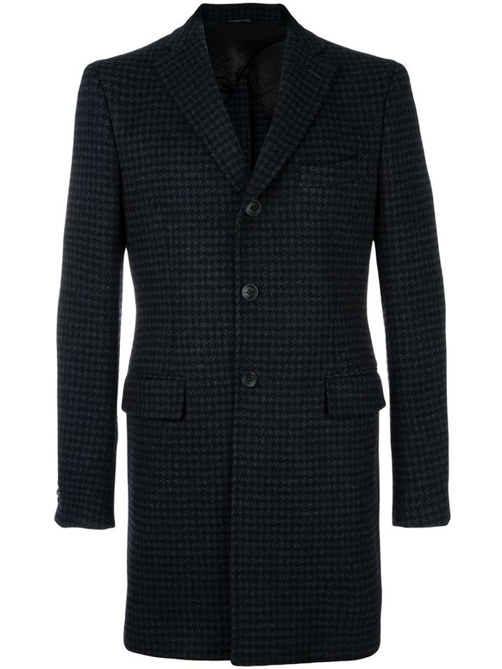 Tonello Single Breasted Coat, Men's, Size: 50, Blue, Acetate/viscose/wool