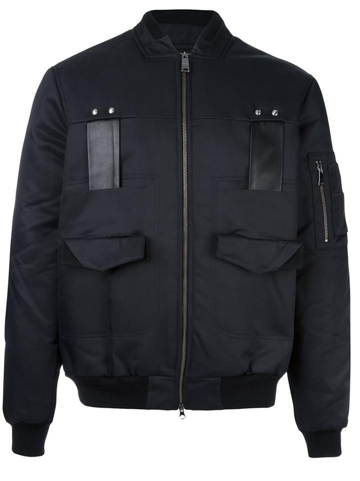 Les Benjamins Pocketed Bomber Jacket, Men's, Size: Medium, Black, Cotton/polyamide/polyester