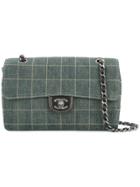 Chanel Vintage Chocolate Bar Double Chain Shoulder Bag - Blue