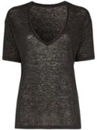 Isabel Marant Maree V-neck Linen T-shirt - Grey