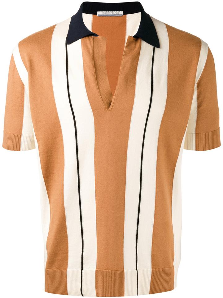 Andrea Pompilio Open Polo Shirt, Men's, Size: 48, Brown, Cotton