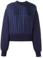 Each X Other Contrast Pinstripe Sweatshirt, Women's, Size: Small, Blue, Silk/cotton