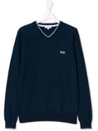 Boss Kids Teen Logo Embroidered Sweater - Blue