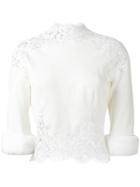 Ermanno Scervino Fur-cuffs Blouse, Women's, Size: 44, White, Silk/cotton/rabbit Fur/wool