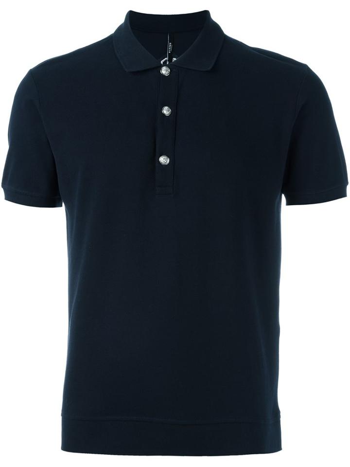 Versus 'roulette' Polo Shirt, Men's, Size: Large, Blue, Cotton/spandex/elastane