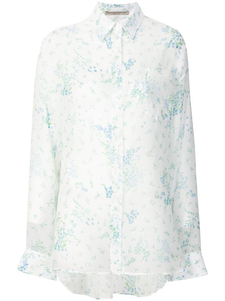 Ermanno Scervino Sheer Floral Shirt - Blue