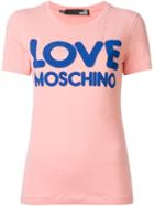 Love Moschino Logo Print T-shirt, Women's, Size: 42, Pink/purple, Cotton/spandex/elastane