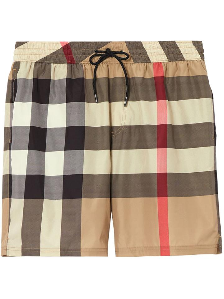 Burberry Check Drawcord Swim Shorts - Neutrals