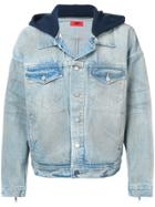 424 Fairfax Detachable Hood Denim Jacket - Blue