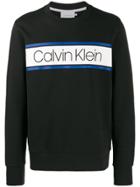 Calvin Klein Logo Print Crew Neck Sweatshirt - Black