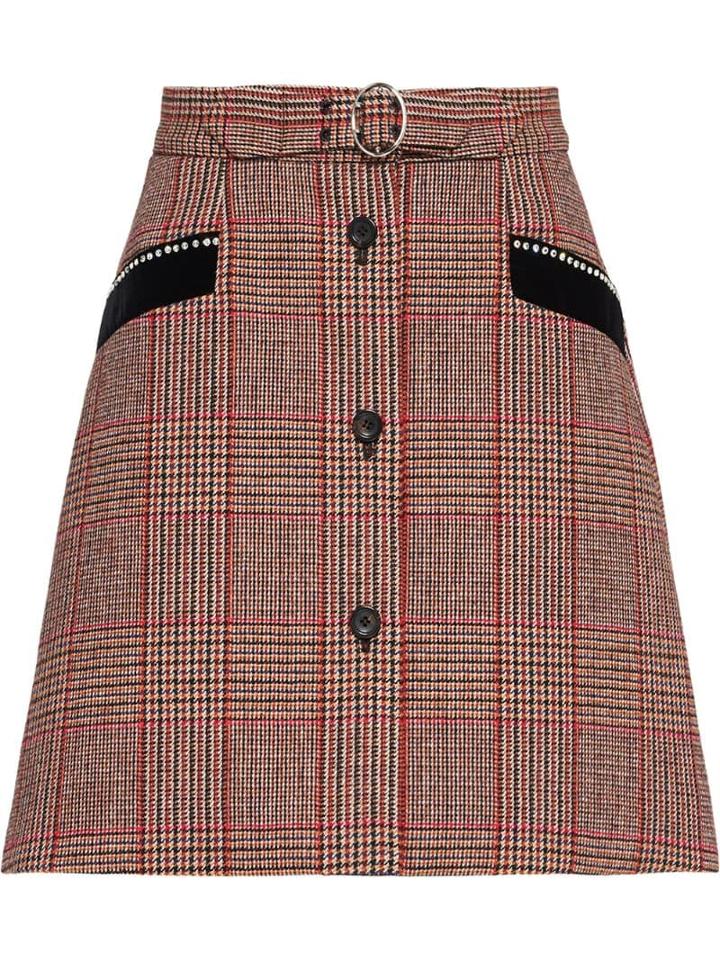 Miu Miu Prince Of Wales Skirt - Red