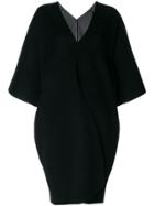 Oyuna V-neck Wide Sleeved Dress - Black