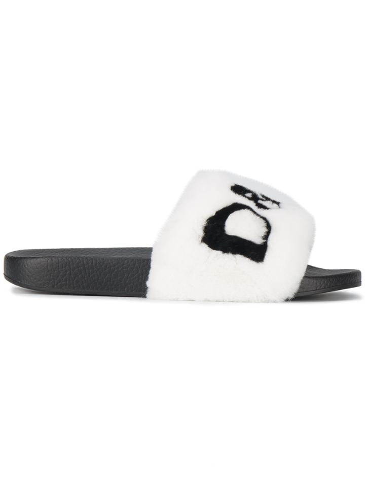 Dolce & Gabbana Fur Logo Slides - White