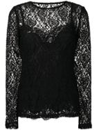 Dolce & Gabbana Floral Lace Top - Black