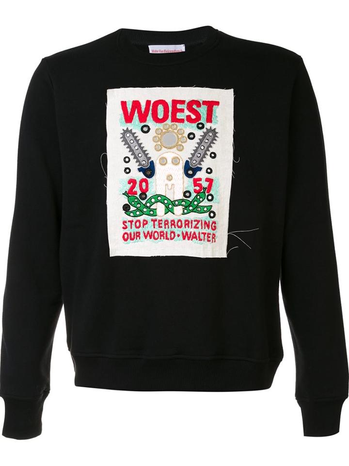 Walter Van Beirendonck 'woest' Print Sweatshirt, Men's, Size: Large, Black, Cotton