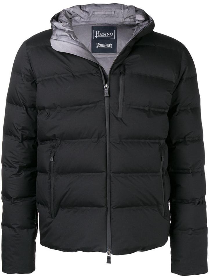 Herno Cropped Padded Coat - Black