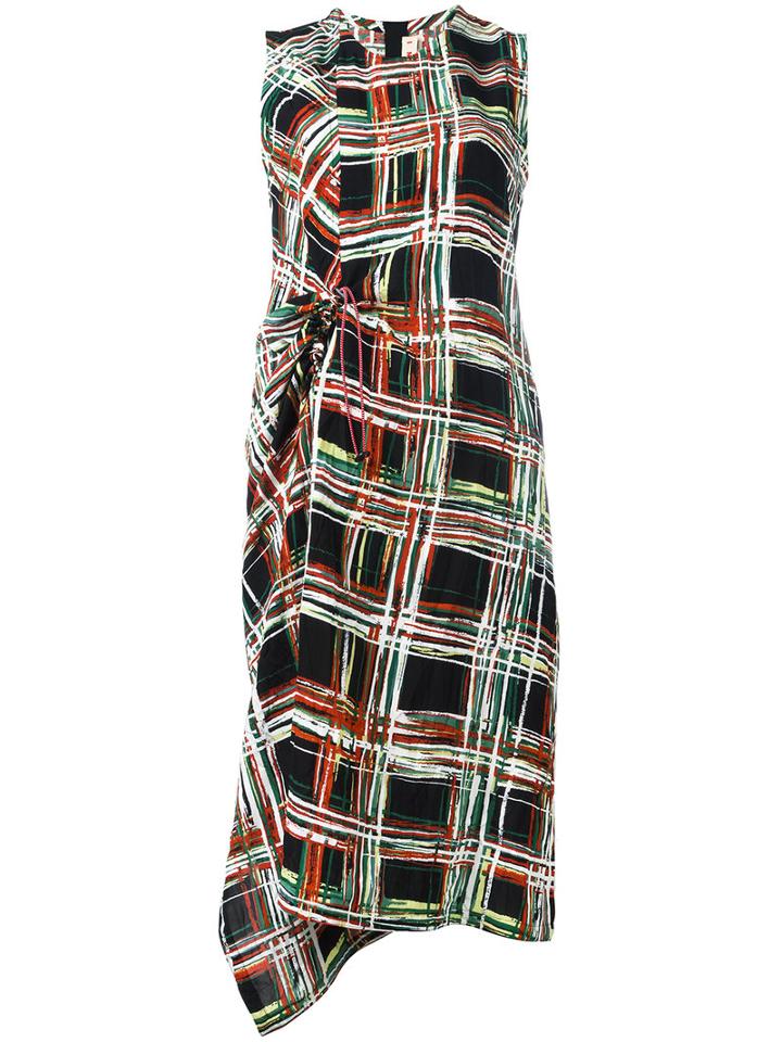 Marni Checked Asymmetric Dress, Women's, Size: 42, Black, Viscose