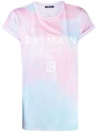 Balmain Tie-dye Flocked Logo T-shirt - White