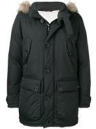 Z Zegna Fur Hood Trim Padded Jacket - Black