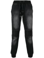 Philipp Plein Elasticated Biker Jeans - Black