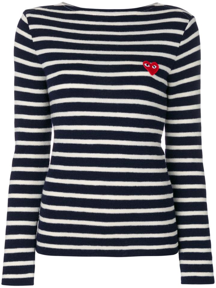 Comme Des Garçons Play Striped Sweatshirt - Blue