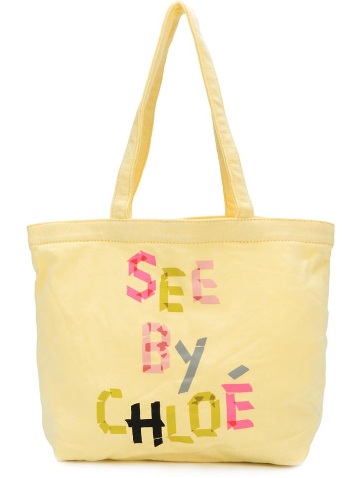 See By Chloé Logo Tote Bag - Yellow & Orange